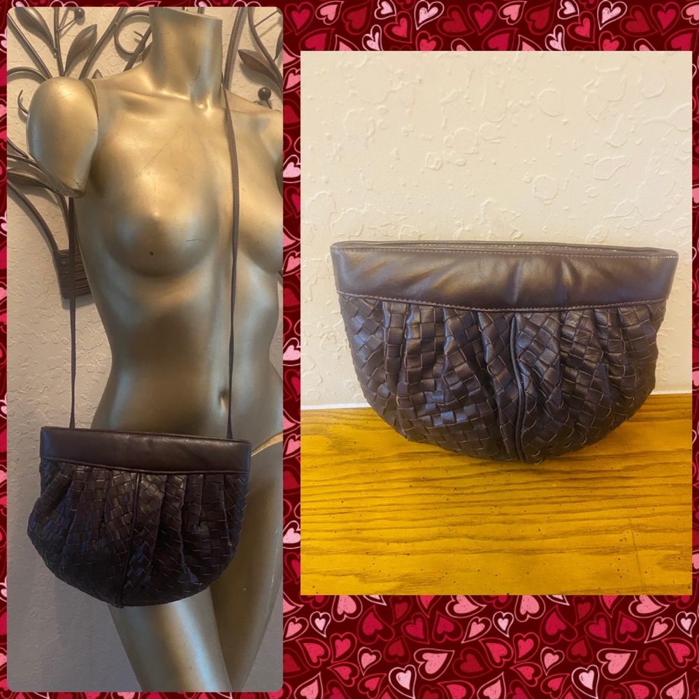 Amelia Berko for Saks Fifth Ave Brown Woven Clutch Bag